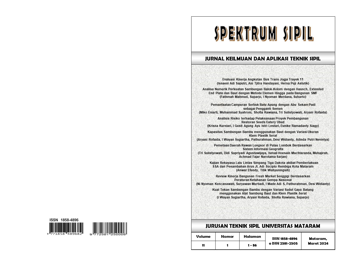 						View Vol. 11 No. 1 (2024): SPEKTRUM SIPIL
					