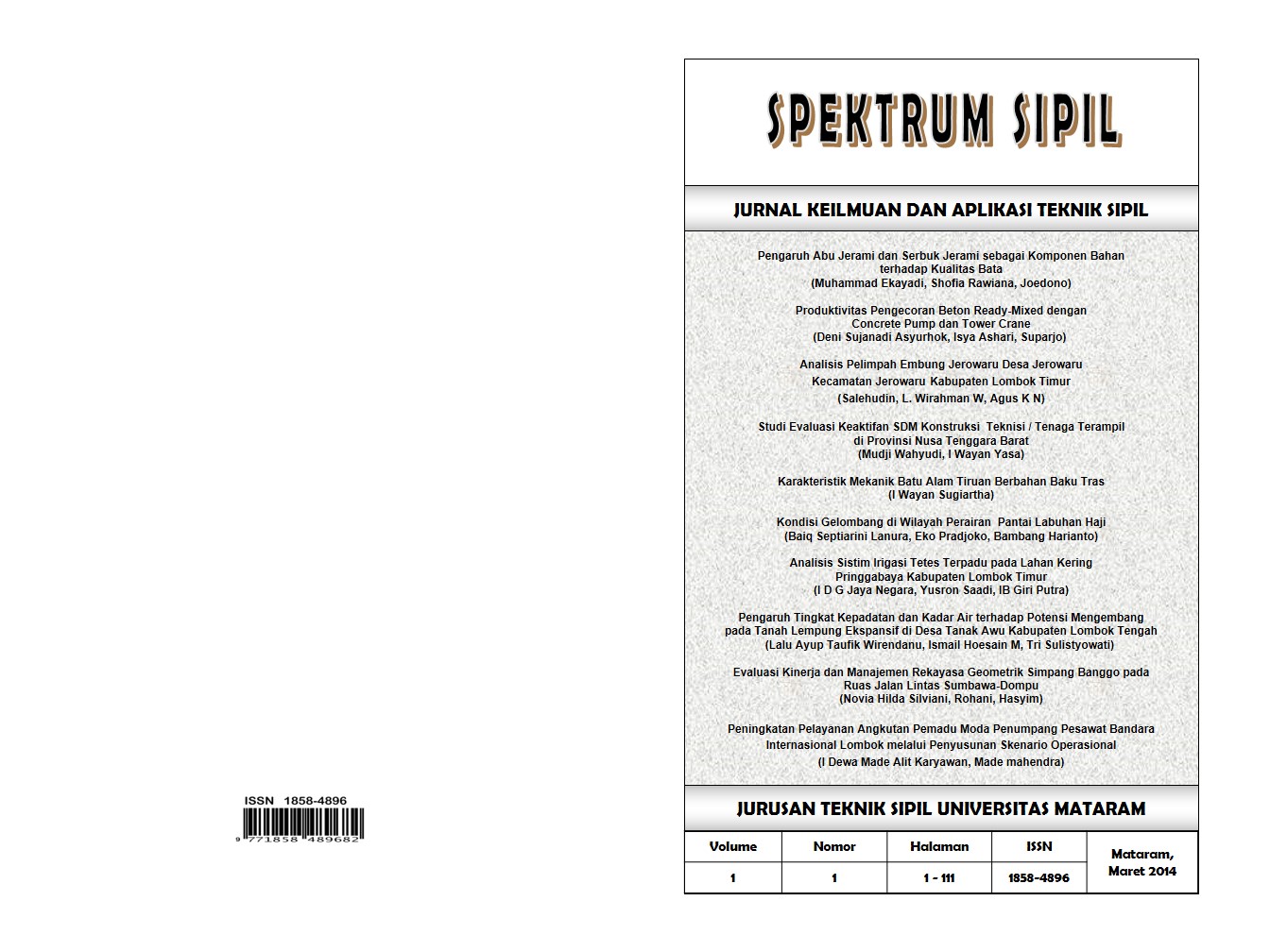 					View Vol. 1 No. 1 (2014): SPEKTRUM SIPIL
				
